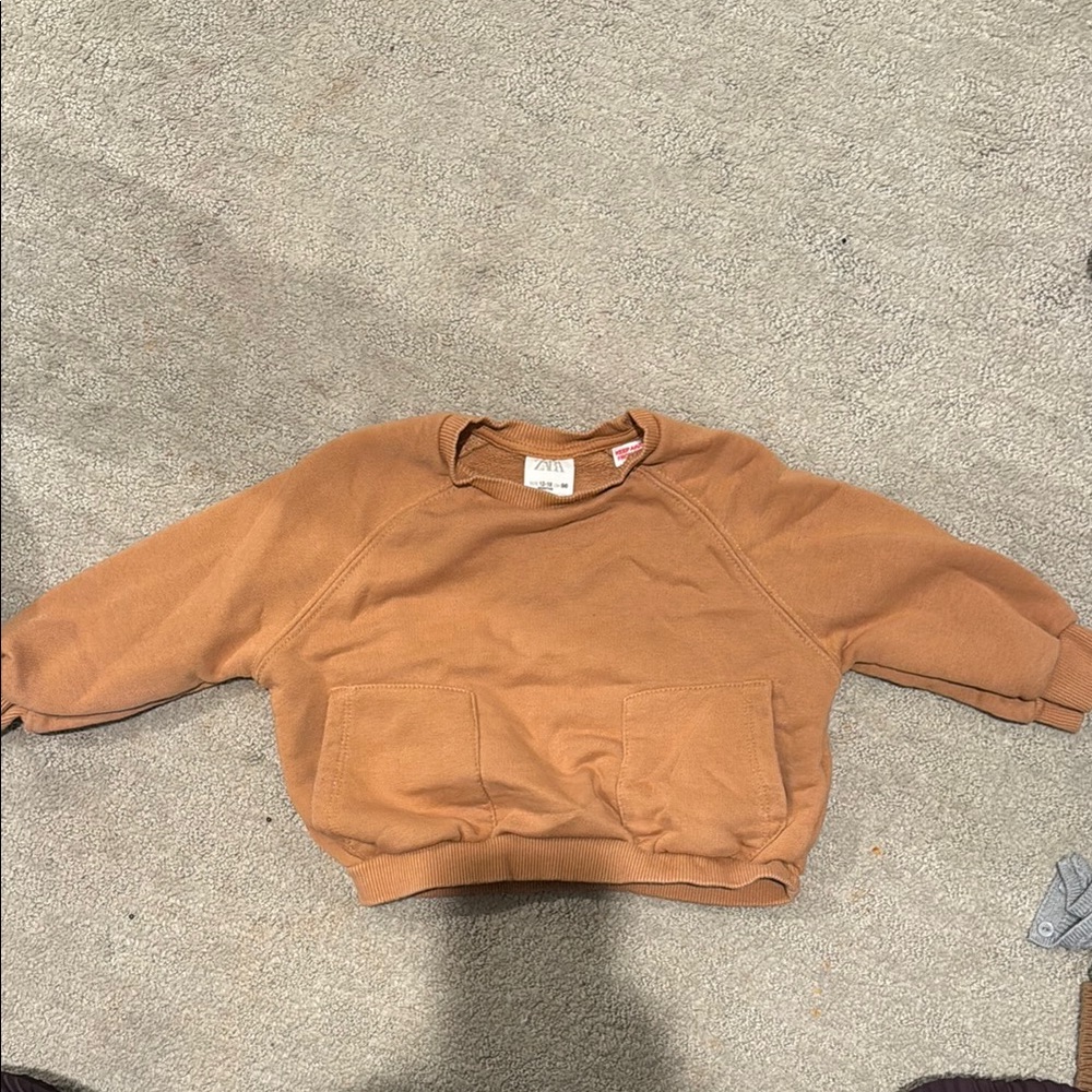 Zara Tan Sweater Relaxed Fit Crewneck